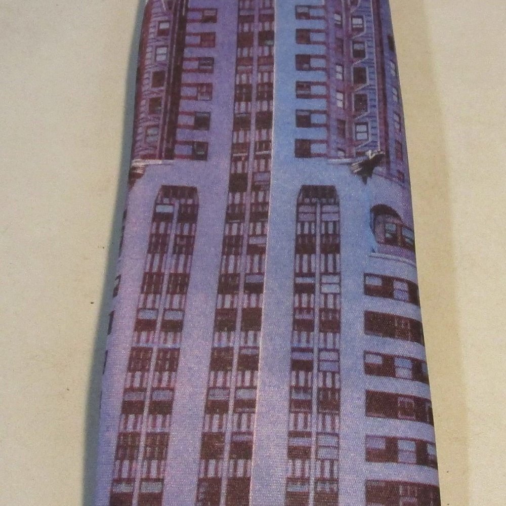 Vintage 1990 Ralph Marlin Chrysler Building Men's Neck Tie